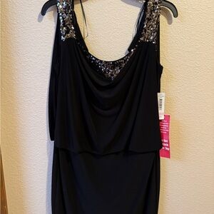 Black Knit Sequin Embellished Dress-NWT